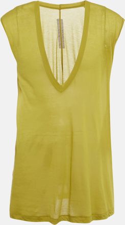 Rick Owens Green Jersey Semi Sheer Sleeveless T-Shirt