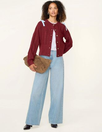 Omnes Womens Eugina Cardigan in Merlot - Size: 18/20