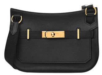 Herm&egrave;s Black Evergrain Leather Mini Jypsiere with Gold Hardware