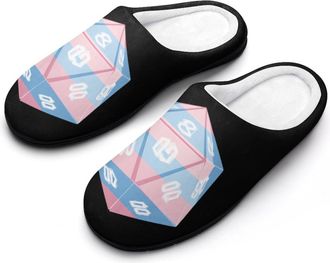 Generic Trans Transgender Flag Dice Womens Slippers Winter Warm House Shoes Indoor Outdoor Hotel Slipper