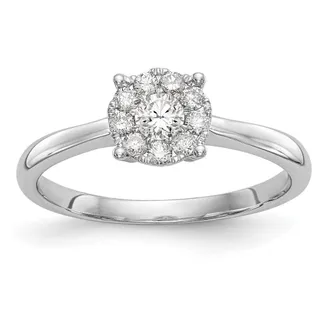 Diamond2Deal 14K White Gold Halo Cluster 1/3 Ct Diamond Engagement Ring