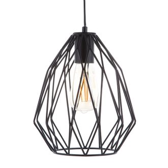 Beliani L&aacute;mpara De Techo Colgante 1 Luz Pantalla De Alambre Enjaulado Negro Calado Estilo Industrial Magra