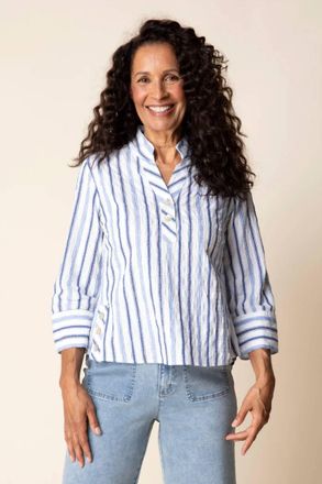 Habitat Hampton Stripe Vineyard Button Down Shirt In Sky