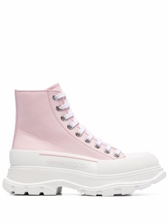 Alexander McQueen Tread Slick ankle lace-up boots - Pink