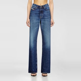 Diesel Regular Jeans High Waist 1971 D-Sent, Medium blue, Button fly