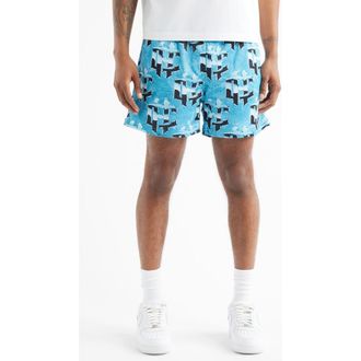 Overtime Cold Hearts Badge Mesh Shorts in Blue at Nordstrom, Size X-Large