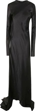 Ann Demeulemeester Demy X-Long Maxi Jurk met Hoge Split en Lange Mouwen - Dames - Maxi kleedjes - Zwart - XS - Kleedjes