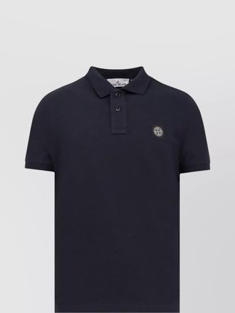 Stone Island ribbed cotton piqu&eacute; short-sleeve polo shirt