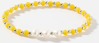 Simons Womens Faceted bead and pearl bracelet