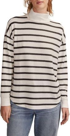 Lucky Brand Cloud Stripe Mock Neck Knit Top in Black And Cream Stripe at Nordstrom Rack, Size X-Small