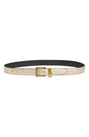 Kurt Geiger 30mm Metallic Quilted Leather Belt in Pale Gold Antique Brass at Nordstrom Rack, Size Large/x-Large