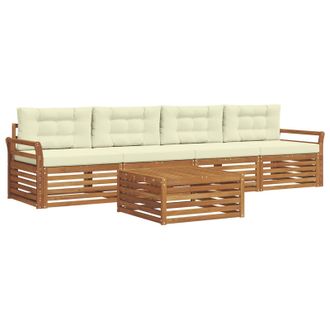 vidaXL Conjunto De Sof&aacute;s De Exterior Con Coj&iacute;n 5 Pcs Natural Y Crema Vidaxl