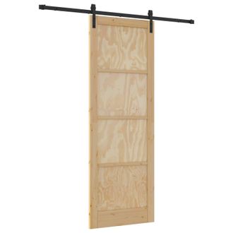 vidaXL Puerta Corredera Natural Y Negro 83 X 232 Cm Vidaxl