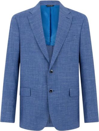 Brooks Brothers Basket Weave Blazer - Heren - Blazers - Blauw - S - Wol - Jassen