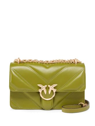 Pinko Leren crossbodytas met chevron streep - Groen