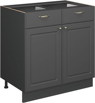 Vicco Mueble Bajo De Cocina Fame-line, Antracita-oro Landhaus, 80 Cm, Et Roble, Vicco
