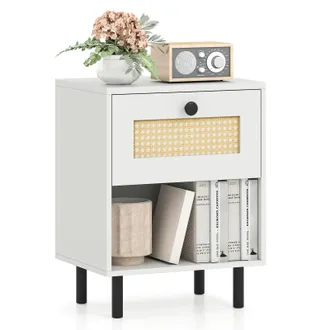 Costway Costway Comodino Camera Letto Cassetto Classico Vintage Elegante Stretto Sospeso Angolare Cameretta Salotto Scomparto Economico Ferro Battuto Grande P