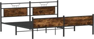 vidaXL Metal Bed Frame without Mattress Smoked Oak 193x201 cm vidaXL