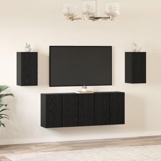 Berkfield Home TV Cabinet 7 pcs Black oak 30.5 x 30 x 60 cm Engineered wood