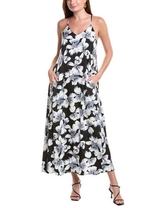 Nicole Miller Printed Palma Satin Maxi Dress