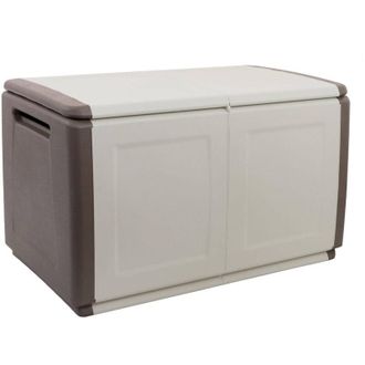 Dmora Baule contenitore multiuso polipropilene, Box portatutto, 100% Made in Italy, cm 96x53h57, colore Grigio chiaro, con imballo rinforzato - Dmora