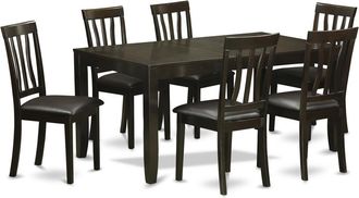 East West Furniture 7 PC Dining room set-Dining Table with Leaf and 6 Dining Chairs