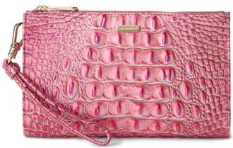 Brahmin Daisy Croc Embossed Leather Wristlet in French Rose Melbourne at Nordstrom