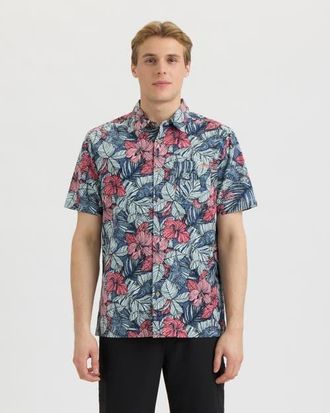 Salt Life Sailfish Blossom Woven Shirt in Midnight at Nordstrom, Size Xx-Large