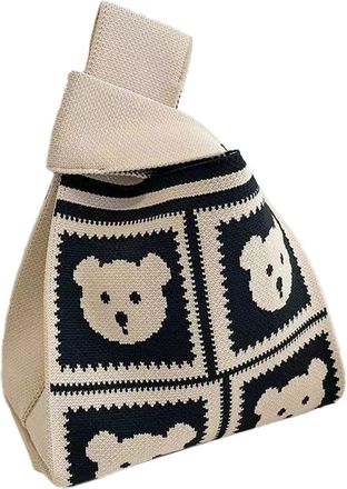 Generic Tote Bags for Work, Cute Knitted Tote Bags | Cute Large Capacity Travel Bag | Lightweight Knitted Shoulder Shopping Bag with Bear Pattern for Outdoor 