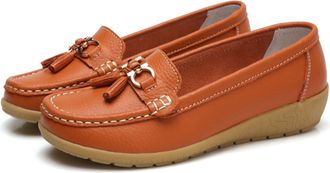 Generic Casual Womens Loafers Flat Metal Buckle Comfortable Lightweight for Womens Leather Slip-on Outdoor Driving Moccasion Boat Shoes Dark Heels Mens Dress 