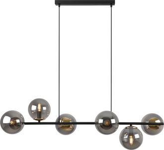 OEM L&aacute;mpara Colgante Siena Negra Y Dorada 6 Planas Pantalla Grafito E14