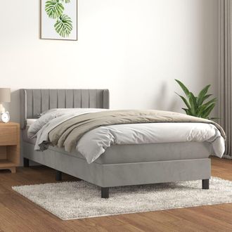 vidaXL Vidaxl - Cama Box Spring Con Colch&oacute;n Terciopelo Gris Claro 80x200 Cm