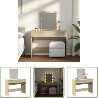 vidaXL Specchio da trucco - Toeletta con LED Rovere Sonoma 100x40x130 cm