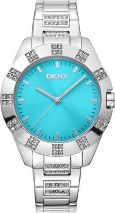 DKNY Crystal Bezel Bracelet Watch in Silver at Nordstrom Rack