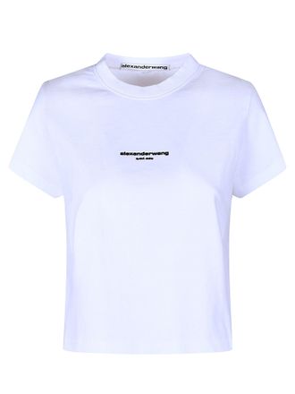 Alexander Wang Logo Print Cropped Cotton T-Shirt