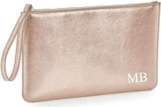 Generic Personalised Saffiano Leather Clutch Bag Zip Pouch (Rose Gold)