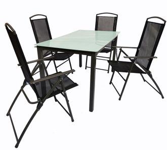 ebuy24 Vcm 5 Pcs Conjunto De Muebles De Jard&iacute;n Grupo De Asientos Grupo De Comedor 1x Mesa, 4x Sillas Mesa Dimensiones Aprox. Al. 76 X An. 140 X P. 80 Cm Jueg