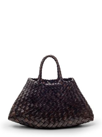 Dragon Diffusion Brown Buff Calf Leather Handbag with Woven Design