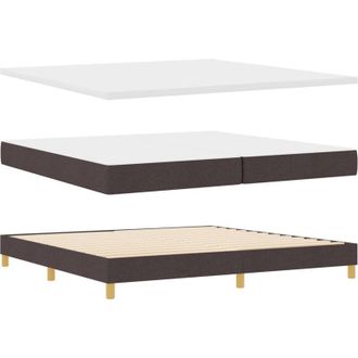 vidaXL Box Spring Bed Dark Brown and White 200 x 200 cm Fabric vidaXL
