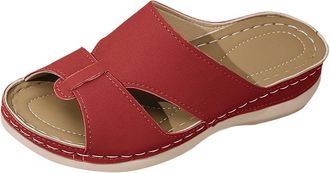 Generic Wedge Sandals Women Open Toe Casual Breathable Ladies Summer Slippers Wide Fit Large Size Stylish Sandals with Arch Support Beach Indoor Outdoor