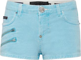 Philipp Plein Denim Hot Pants Biker - Dames - Denim shorts - Blauw - W28 - Denim - Korte Broeken