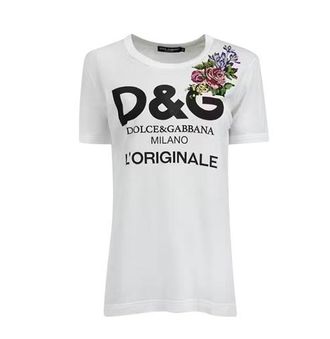 Dolce & Gabbana White Logo Floral T-shirt Size S