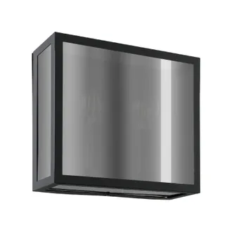 Eglo Applique Esterno Alamonte Smoke Acciaio Nero Trasparente 2 Luci E27 Ip44