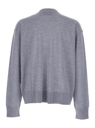 Ami Mens Grey Crew Neck Sweater With Embroidered Logo Wool Tops Top