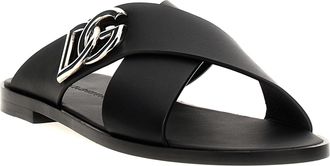 Dolce & Gabbana Mens Black Calfskin Slides Shoe