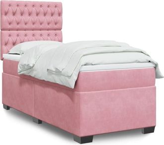 vidaXL Cama Box Spring Con Colch&oacute;n Terciopelo Rosa 90x200 Cm Vidaxl