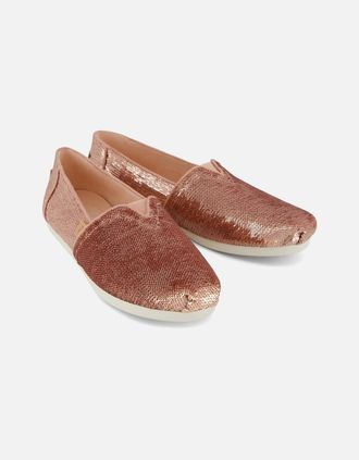 Toms Womens TOMS Alpargata Sequins Textile Womens Rose Espadrilles - Pink - Size: 4