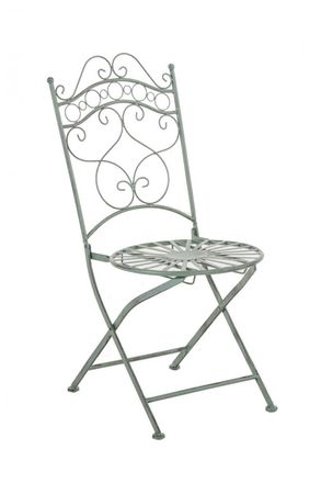 Clp Silla de exterior plegable en metal verde antiguo
