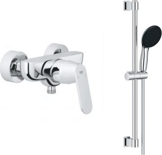 GROHE Pack Mezclador De Ducha Mec&aacute;nico Mural De 2 Orificios Eurosmart Cromo Con Conjunto De Ducha Vitalio Start 2j
