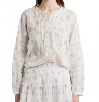 LoveShackFancy Lita Long Sleeve Top In Arctic Vanilla